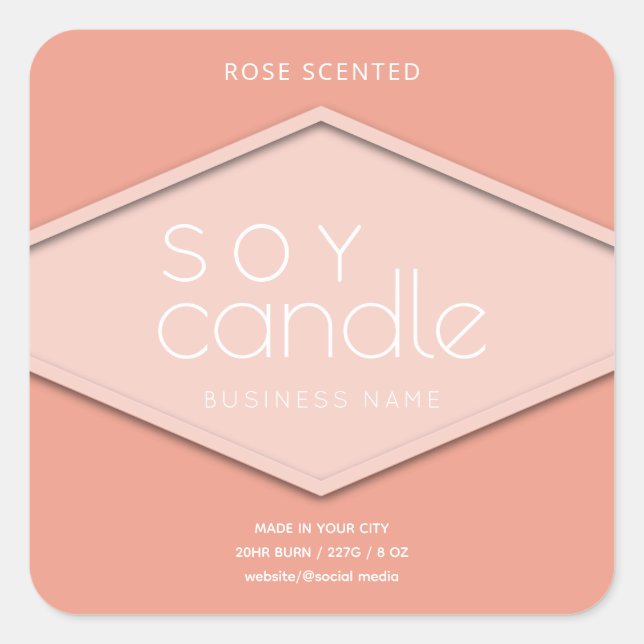 Minimalist simple Modern typography soy candle   Square Sticker (Front)