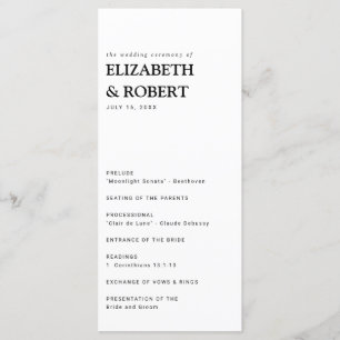 Minimalist Simple Modern wedding Ceremony Black Pr Program