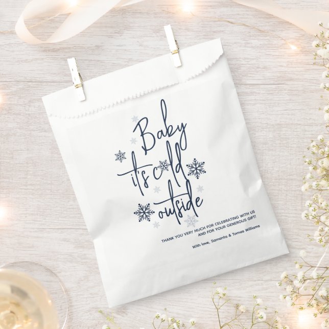 Minimalist simple modern winter Baby Boy Shower  Favour Bag (Clipped)