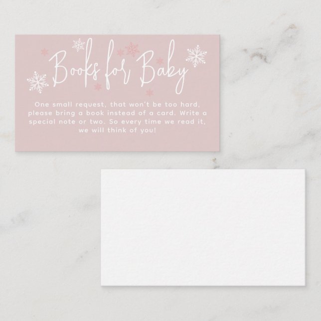 Minimalist simple modern winter Baby Girl Shower  Enclosure Card (Front/Back)