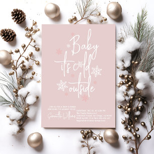 Minimalist simple modern winter Baby Girl Shower  Invitation