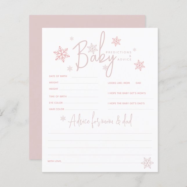 Minimalist simple modern winter Baby Shower Game (Front/Back)