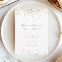 Minimalist Simple Modern Yellow Wildflower Wedding