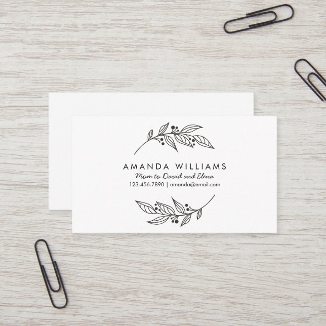 Minimalist Simple Mommy Card / Mommy Calling Card (Front/Back In Situ)