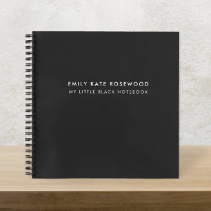Minimalist Simple Monogram Name My Little Black Notebook