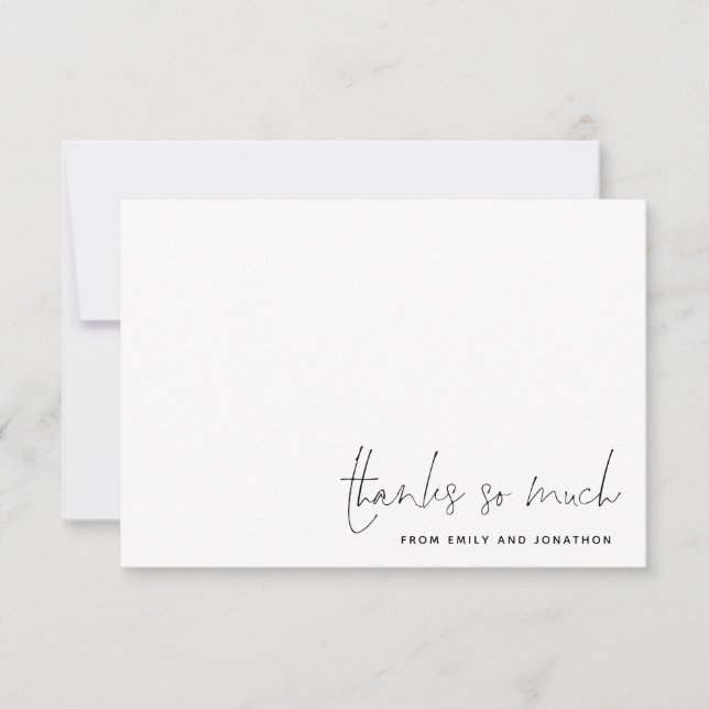 Minimalist Simple Name Script Wedding Thank You Card (Front)