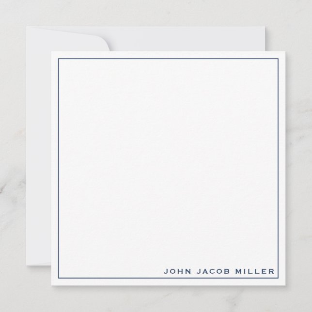 Minimalist Simple Navy Blue Square Border Card (Front)