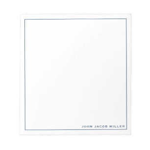 Minimalist Simple Navy Blue Square Border Notepad