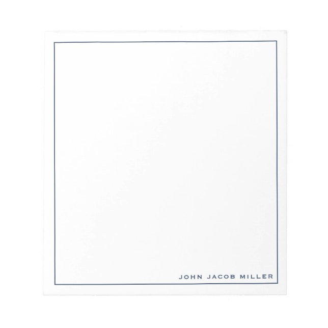 Minimalist Simple Navy Blue Square Border Notepad (Front)