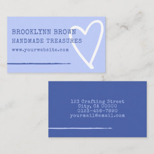 Minimalist Simple Pastel Blue Cute Heart Graphic Business Card