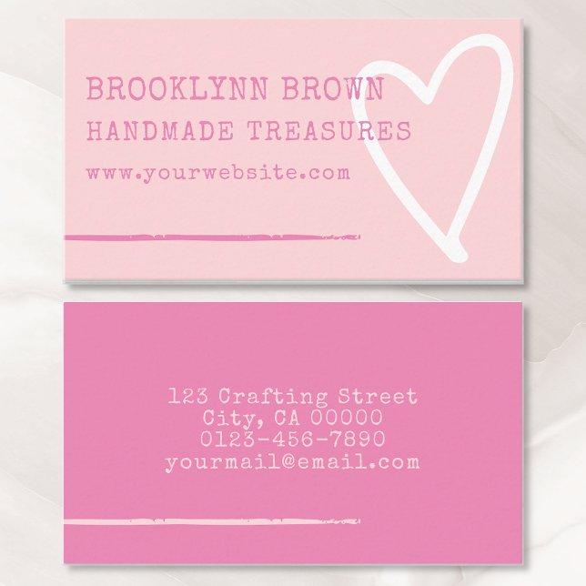 Minimalist Simple Pastel Girly Pink Heart Graphic Business Card (Creator Uploaded)