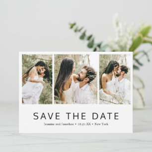 Minimalist Simple Photo Collage Modern Wedding Save The Date