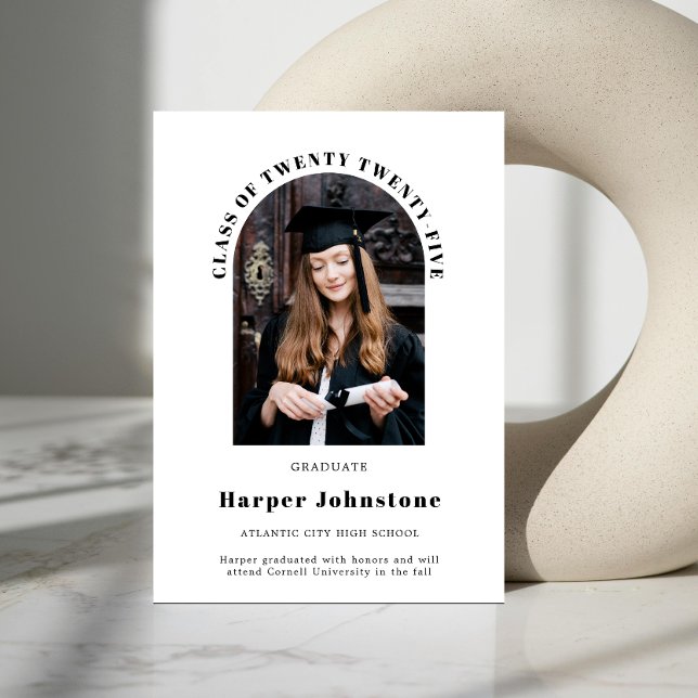 Minimalist Simple Photo Graduation Announcement (Minimalist and simple Class of photo graduation announcement front view.)