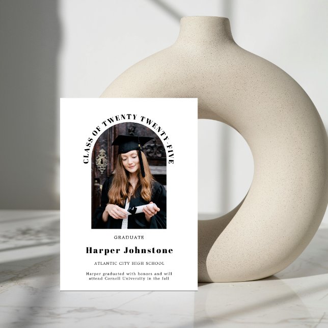 Minimalist Simple Photo Graduation Announcement (Minimalist and simple Class of photo graduation announcement front view.)