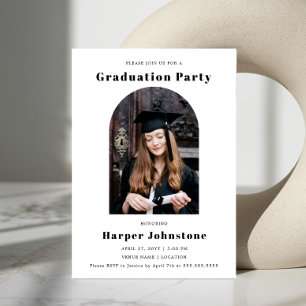 Minimalist Simple Photo Graduation Party Invitation