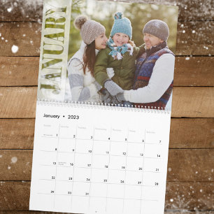 Minimalist Simple Photo Months Cool Typography Calendar