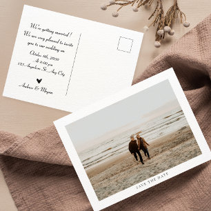 Minimalist simple photo wedding postcard