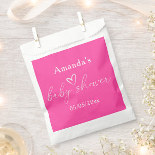 Minimalist Simple Pink Baby Shower Favour Bag