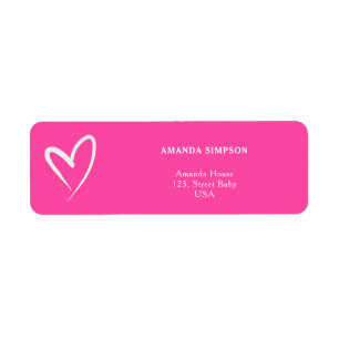 Minimalist Simple Pink Baby Shower Return Address Label