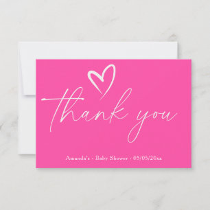 Minimalist Simple Pink Baby shower thank you Card