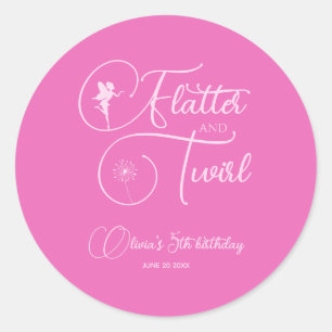 Minimalist Simple Pink Girl Fairy Birthday Classic Round Sticker