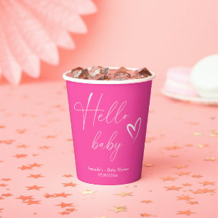 Minimalist Simple Pink Hello Baby Paper Cups