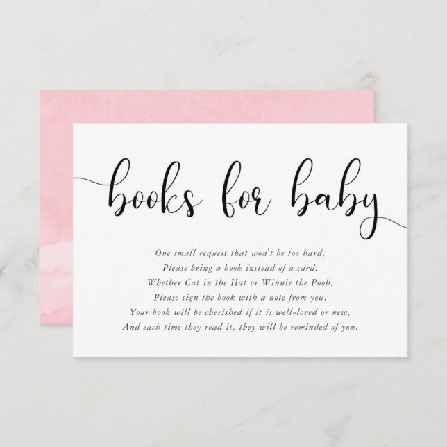 Minimalist simple pink white black books for baby enclosure card (Front/Back)