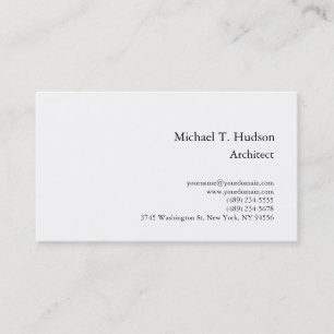 Minimalist Simple Plain Architect Classical White Business Card