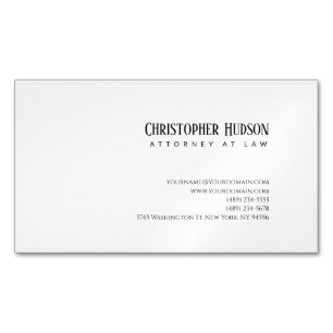 Minimalist Simple Plain Attorney at Law Magnetic Business Card