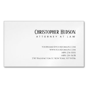 Minimalist Simple Plain Attorney at Law Magnetic Business Card