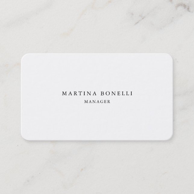 Minimalist Simple Plain Black & White Professional Business Card (Front)