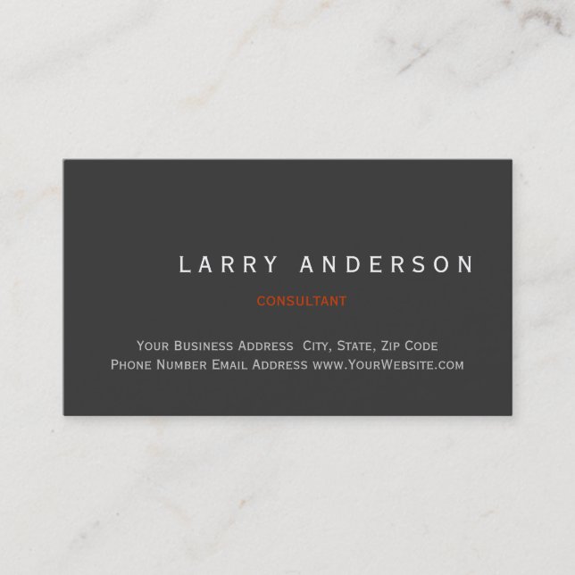 Minimalist Simple Plain Consultant Business Card (Front)