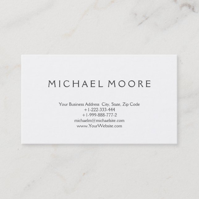 Minimalist Simple Plain Consultant Business Card (Front)