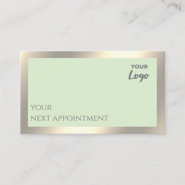 Minimalist simple plain custom logo gold foil  app appointment card (Front)