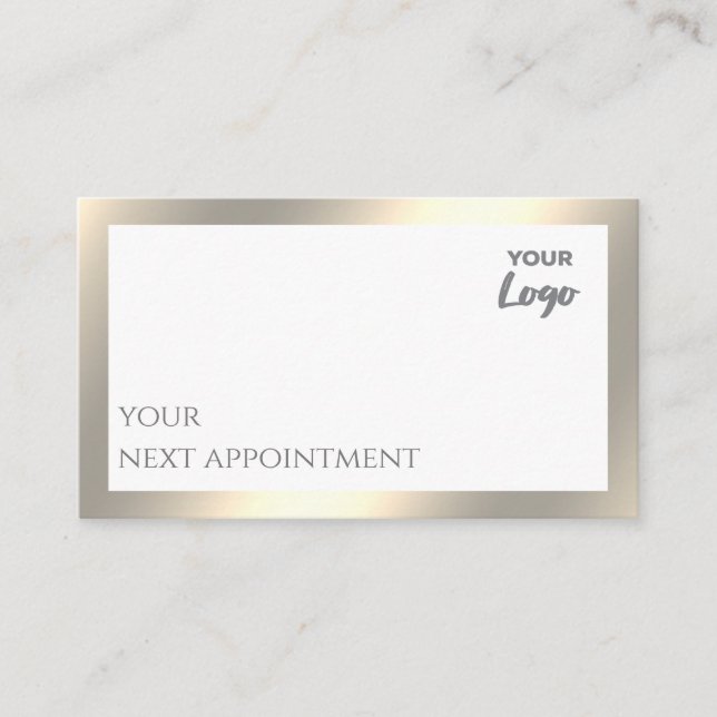 Minimalist simple plain custom logo gold foil appo appointment card (Front)