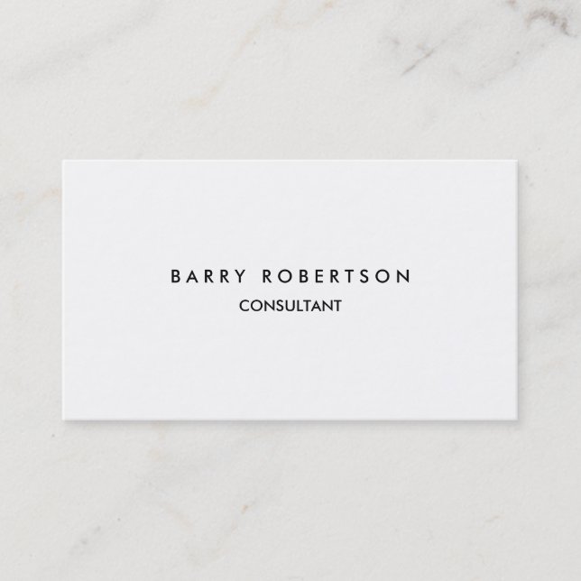 Minimalist Simple Plain White Professional Business Card (Front)