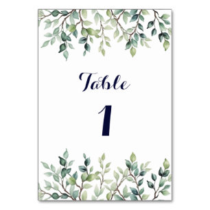 Minimalist Simple Pretty leaves branches wedding Table Number