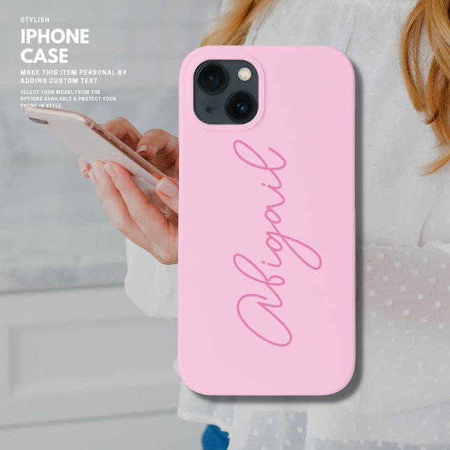 Minimalist Simple Pretty Pink Script Monogram Case-Mate iPhone Case (Creator Uploaded)