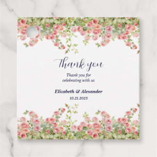 Minimalist Simple Pretty rose vine floral wedding  Favour Tags