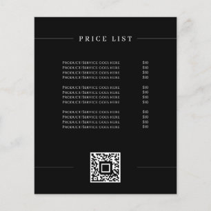 Minimalist Simple Price List Elegant Black Flyer