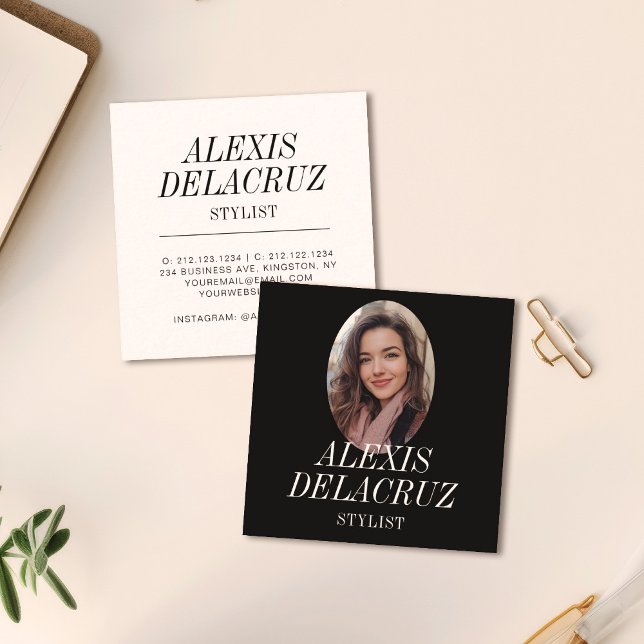 Minimalist Simple Professional Photo Modern Square Business Card (Creator Uploaded)