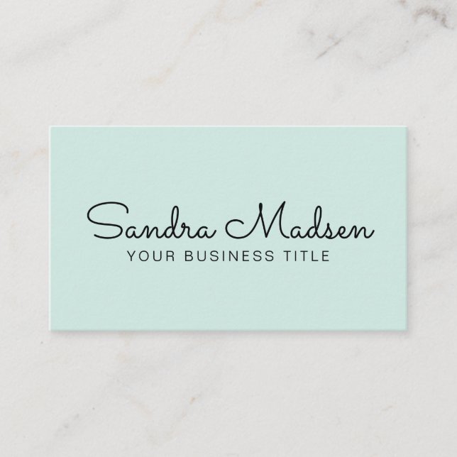 Minimalist Simple Professional Typography Mint Business Card (Front)