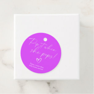 Minimalist Simple Purple Baby shower Pop it Favour Tags