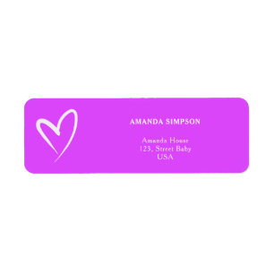 Minimalist Simple Purple Baby Shower Return Address Label