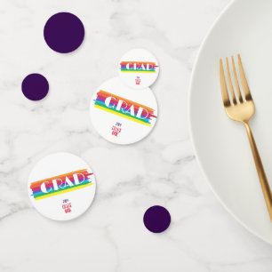 Minimalist simple rainbow graduate  confetti