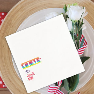 Minimalist simple rainbow graduate napkin