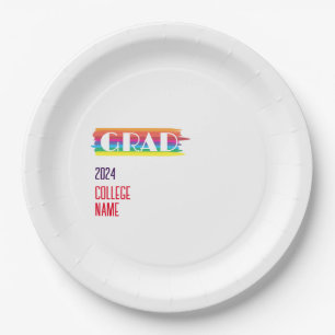 Minimalist simple rainbow graduate paper plate