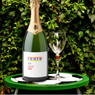 Minimalist simple rainbow graduate  sparkling wine label