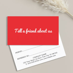 Minimalist Simple Red White Beauty Salon Referral Card