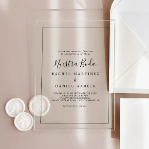 Minimalist Simple Romantic Classic Spanish Wedding Acrylic Invitations